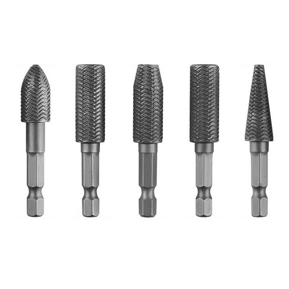 5Pcs Rotary Steel File Wood Drill Bit Burrs Metal Grinding Grooved Sanding Engraving Milling Polishing Tool Extension Rod