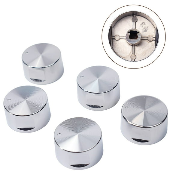 5Pcs Rotary Switches 38*19Mm Alloy Round Knob Gas Cooktop Handle Kitchen Accessories Hole Size: 6Mm Diameter Home Appliance Part