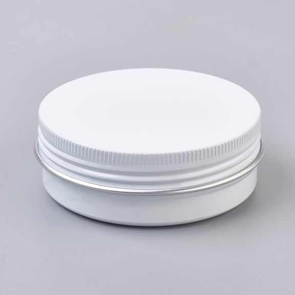 5Pcs Round Aluminium Tin Cans Aluminium Jar Storage Containers for Cosmetic Candles Candies White 6.8x2.5cm Capacity: 60ml(2.02 fl. oz)