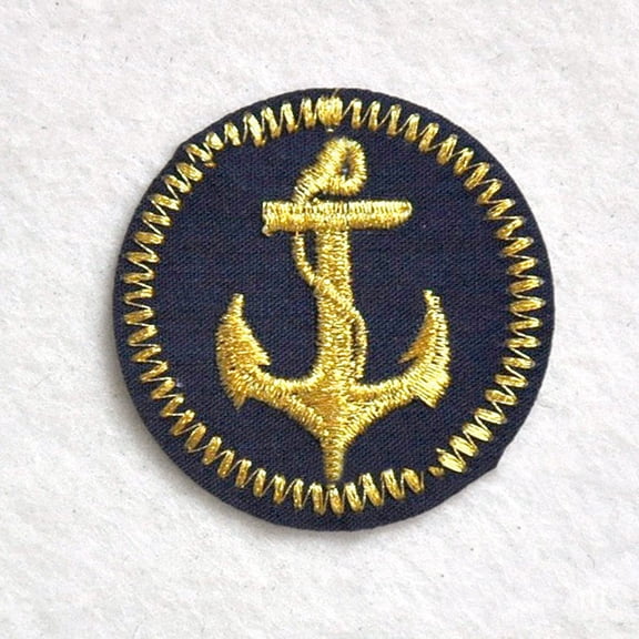 5Pcs Sailor Appliques Iron on Black Round Nautical Embroidered Patch Gold Anchor Sew on Repair Badge Heat adhesive patches for making