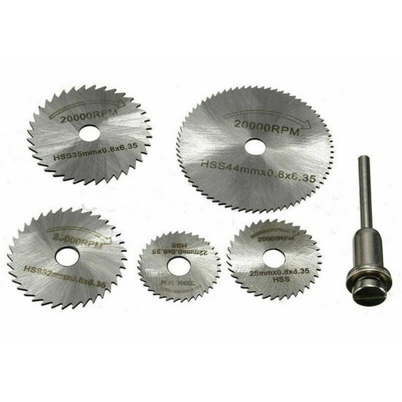 5Pcs Saw Blades +1 Extension Rod, Mini HSS Circular Saw Disc Blade Rotary Cutter Plate For Metal Tool Set