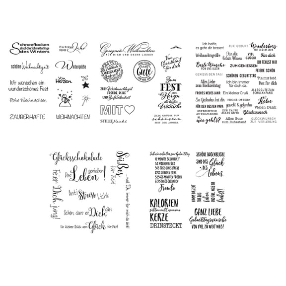 5Pcs Scrapbooking Decorative Stamp Clear Silicone Stamp with German Quotes Flower Pattern for Card Making Journal Album