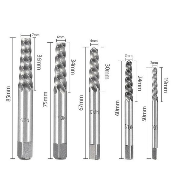 5Pcs Screw Extractors Broken Damaged Bolt Remover Drill Stripped Screw Extractor Remover Set Extractor Tools Smile Home
