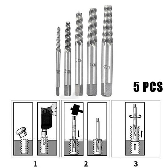 5Pcs Screw Extractors Broken Damaged Broken Bolt Remover Extractor Tools
