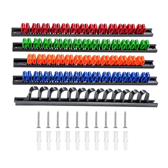 5Pcs Screwdriver Organizer and Wrench Organizer Hand Tool Holder Plastic Rail Wrench Hanger Wall Mount Rack for Garage