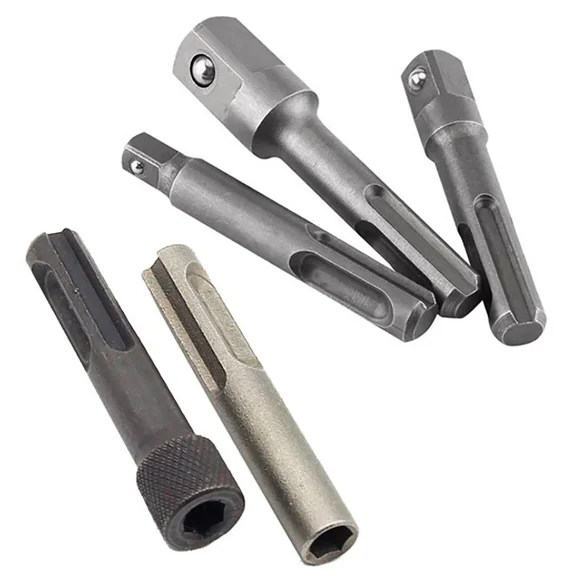 5Pcs Sds Plus 1/4 Hex Socket Driver Tool Screwdriver Bit Chuck Adaptor Bar