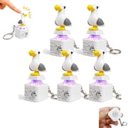 5Pcs Seagull Mine Keychain, Sound Button Keychain with Real Sound & LED Light, Rechargeable Portable Animal Fidget Clicker Keychains, Funny Interactive Gift for Friends & Family