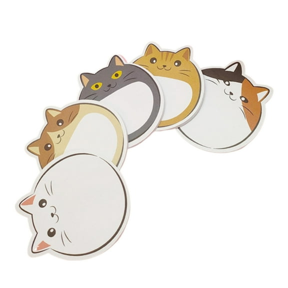5Pcs Selves-Adhesive Stick Notes Pad Cats Shape Stick Notes Stick Pad Removable Stick Notes Notepads Stick Note Pad Set