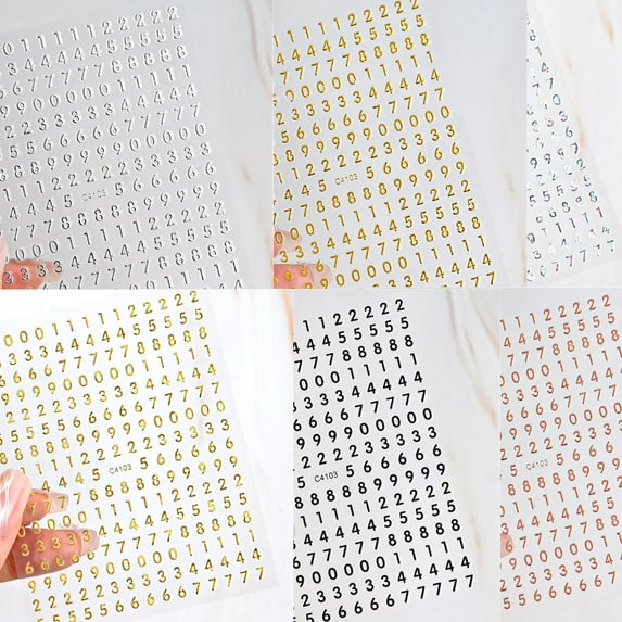 5Pcs/Set 3D Nail Stickers with Random Numbers and Letters DIY Gold and Silver Decoration Manicure Tools Nail Sticker Accessories 5pcs