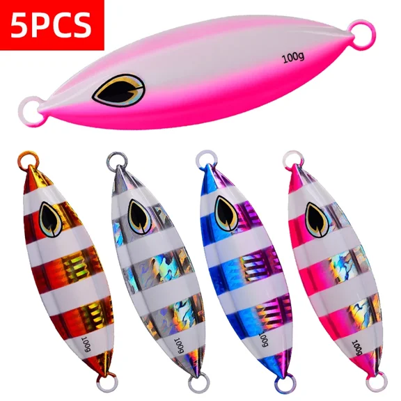 5Pcs/Set Bionic Metal Slow Jig Fishing Lure Sinks Quickly for Tuna and Bass - Available in 40g,60g,80g,100g,150g and 200g Sizes