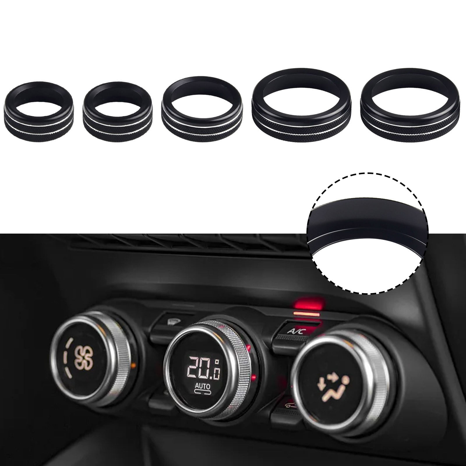 5Pcs/Set Center Console Knob Trim Ring Cover For Ford Maverick 2022