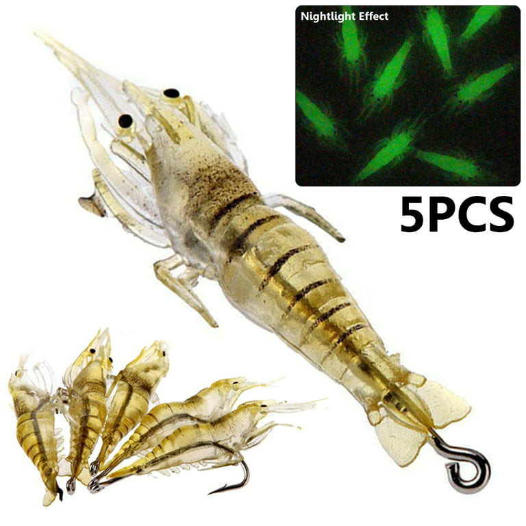 5Pcs/Set Fishing Shrimp Biat Artificial Lifelike Shrimp Shaped Fishing Soft  Lure Bait Tackle Soft Bass Swimbaits for Freshwater Saltwater