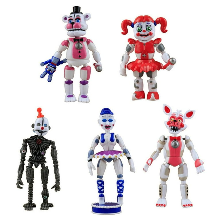 5pcs / Set Five Nights at Freddy's Game Fnaf Figure Funtime Freddy Foxy Sister Location Lightening Movable Action Figures Gift Toys, Size: 15