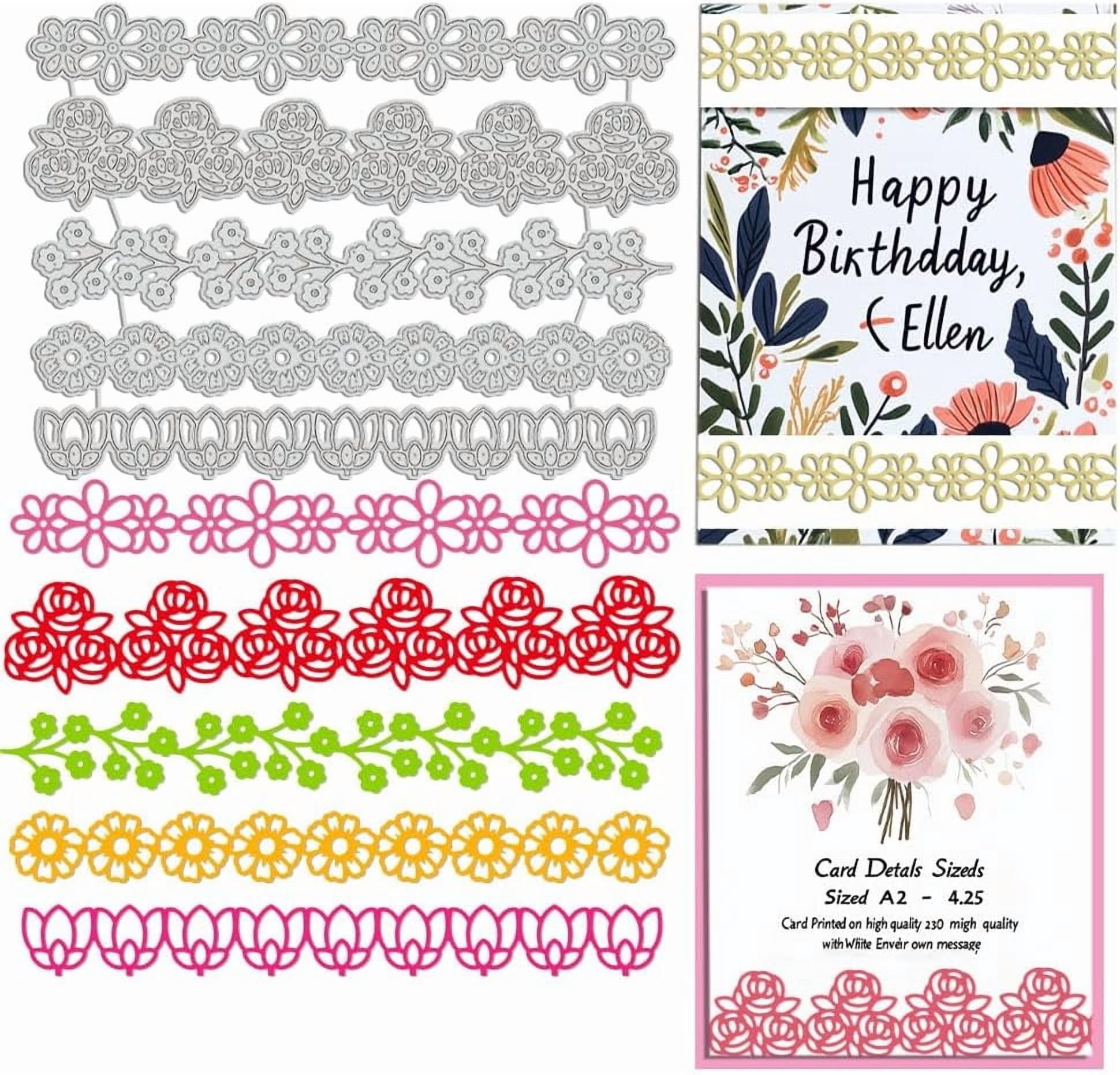 5Pcs/Set Flower Background Borders Cutting Dies forCard Making Floral ...