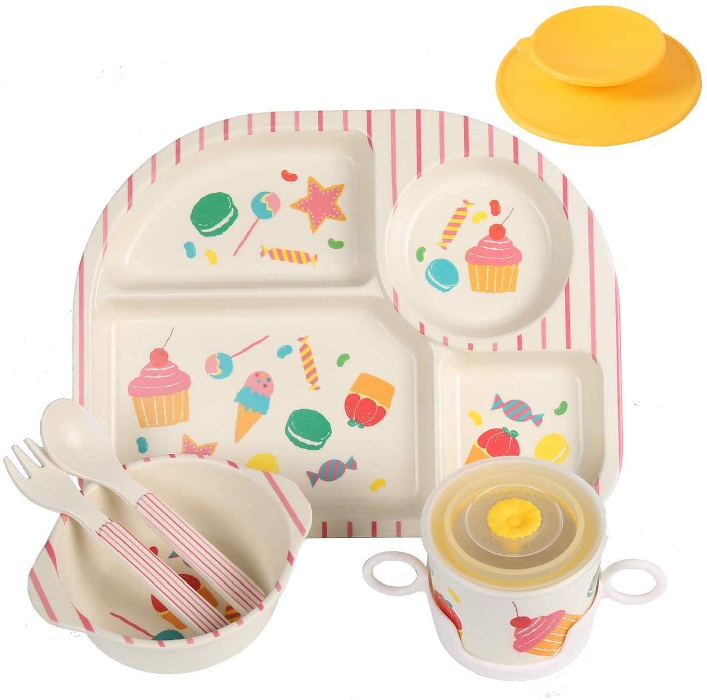 5Pcs/Set Kids Dinnerware Set - Children Dishes - Food Plate Bowl Cup Spoon Fork Set Dishware ...