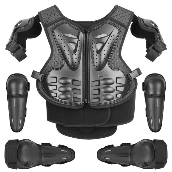 5Pcs/Set Kids Motorcycle Armor Suit, Youth Dirt Bike Gear with Chest Protector, Knee & Elbow Pads, Armor Protection Vest for Motocross Cycling Riding Skiing