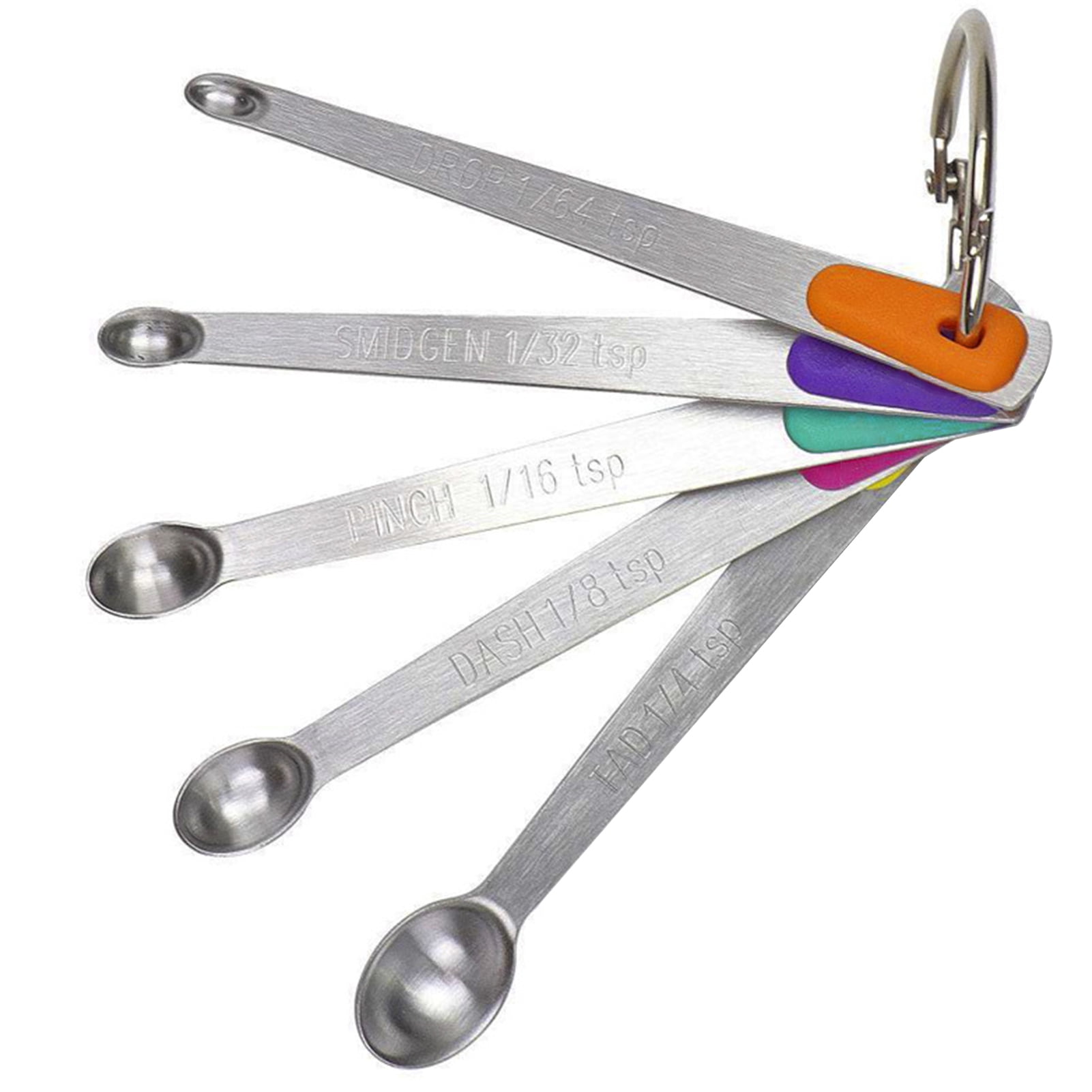 Colorful Silicone and Stainless Steel Mini Measuring Spoon Set, 5 Pieces