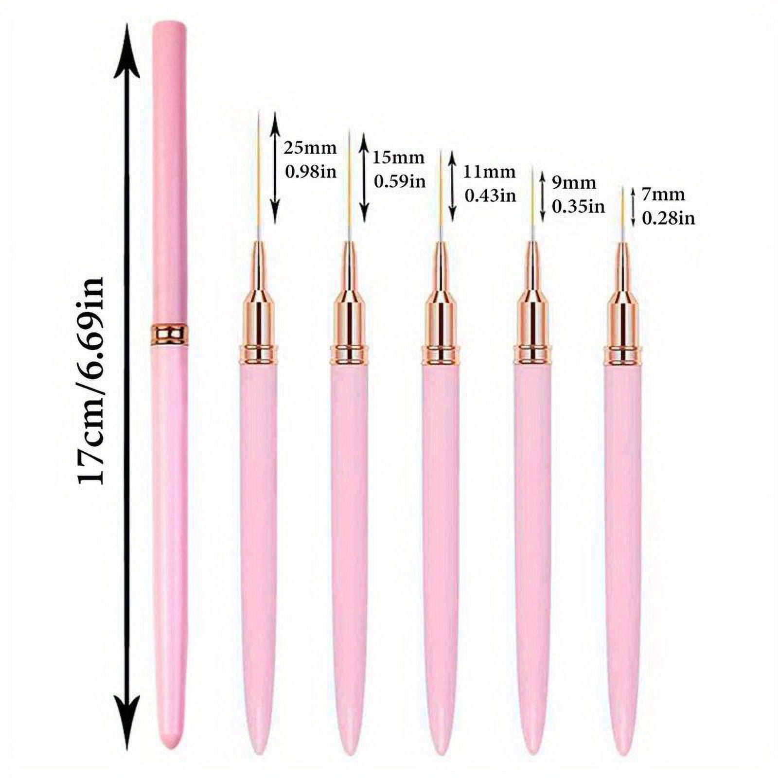 5Pcs/Set Nail Art Liner Brushes Set Elongated Lines Striping Drawing UV
