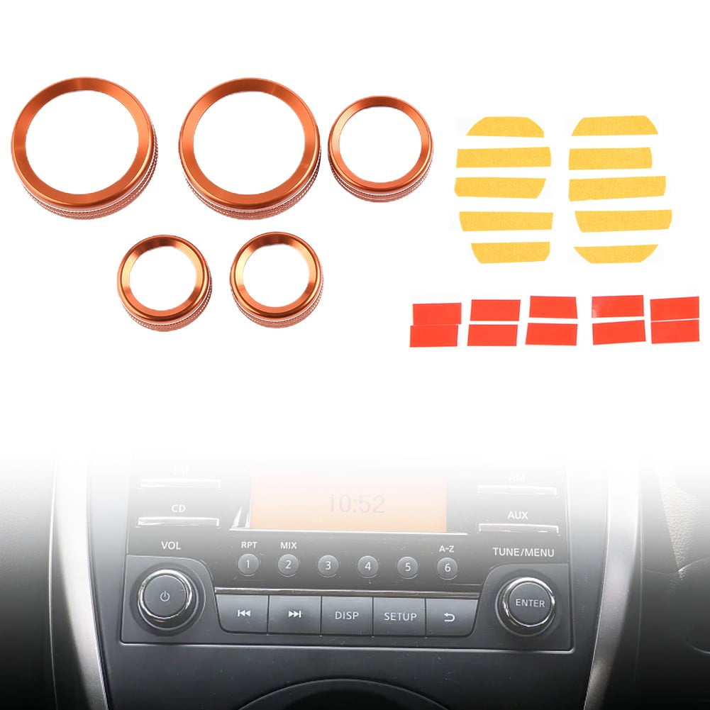 5Pcs/Set Orange Center Console Knob Trim Ring Cover For Ford Maverick