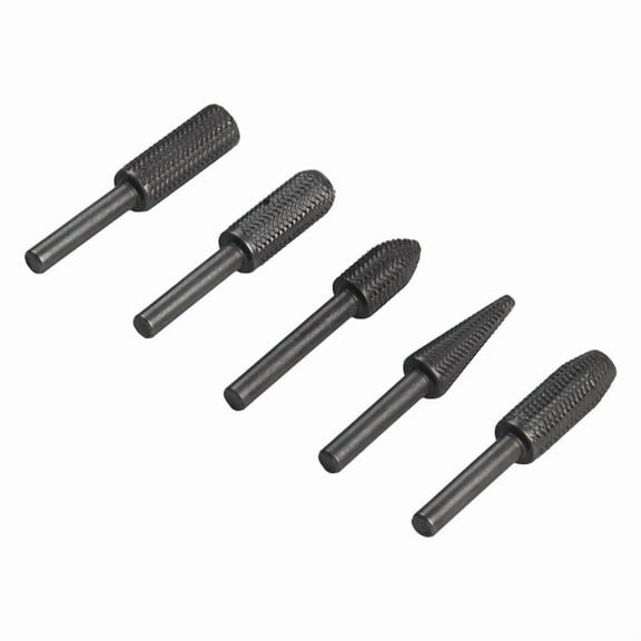 5Pcs Set Rotary Rasp File Steel File Router Grinding Burr 6mm Shank Grindinol for Die Grinder Drill Wood-Working Carving