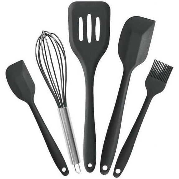 5Pcs/Set Silicone Kitchen Utensil Set - Heat Resistant Spatulas, Whisk, Brush,Scraper -Cooking Tools