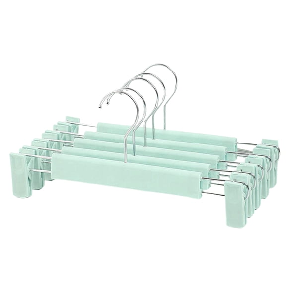 5Pcs/Set Strong Bearing Clothes Hanger with Spring Clamp No Odor Plastic Coat Rack Home Supplies