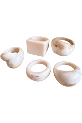 5Pcs Set Y2k Colorful Chunky Resin Wide Thick Dome Irregular Knuckle Finger Ring Joint Stackable Acrylic Geometric Square Exaggerated for Women Retro Vintage Aesthetic Jewelry Transparent