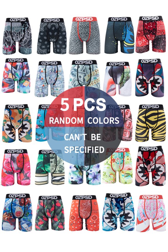 5Pcs Sexy Summer Men Boxer Underwear Breathable Printed Men's Panties Underpants Male Plus Size Man Boxer Briefs Man Boxershorts