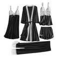 thumbnail image 1 of 5Pcs Sexy Women Pajamas Sets Ladies Satin Lace Trousers Shorts Nightdress Robe Pajamas Lingerie, 1 of 2
