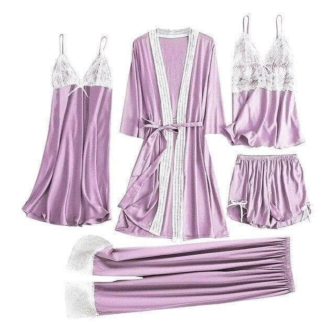 Sexy Lace Paneled Pajamas Set with Stockings