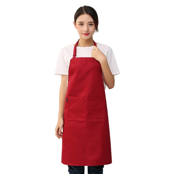 5Pcs Short Cotton Aprons for Women with 2 Pockets, Chef Apron for Unisex,Waitress Apron for Kitchen Cooking Restaurant BBQ Premium Apron with Adjustable Straps Design(wine,30x26")
