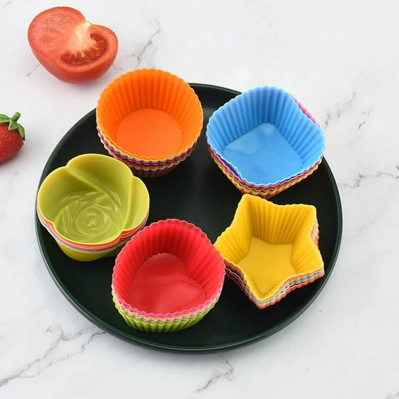 5Pcs Silicone Cake Mold Round Muffin Cupcake Baking Molds Reusable Cake Tools_W