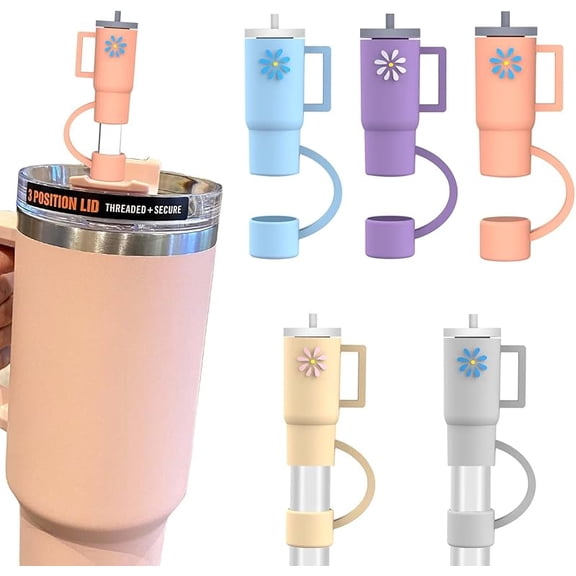 5Pcs Silicone Straw Cover Cap Compatible with 30&40 Oz Tumblers, Straw Tip Covers for Cups Accessories