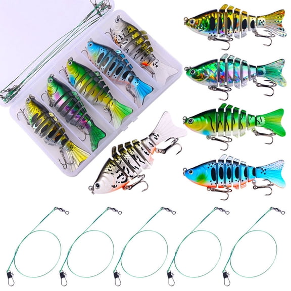 5Pcs Sinking Wobblers Fishing Lures Lifelike Multi Jointed Swimbait Multi-Section Hard Bait Pike Carp Fishing Tools