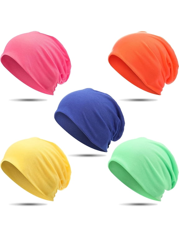 5Pcs Slouchy Beanie for Women Men Summer Beanie Hat Lightweight Skull Soft Chemo Sleep Caps