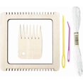 thumbnail image 1 of 5Pcs Small Wood Weaving Loom Square Loom Knitting Kit Natural Wooden Weaving Comb Frame Boards Tools Set with Plastic Crochet Needles and Wool Threads, 1 of 9