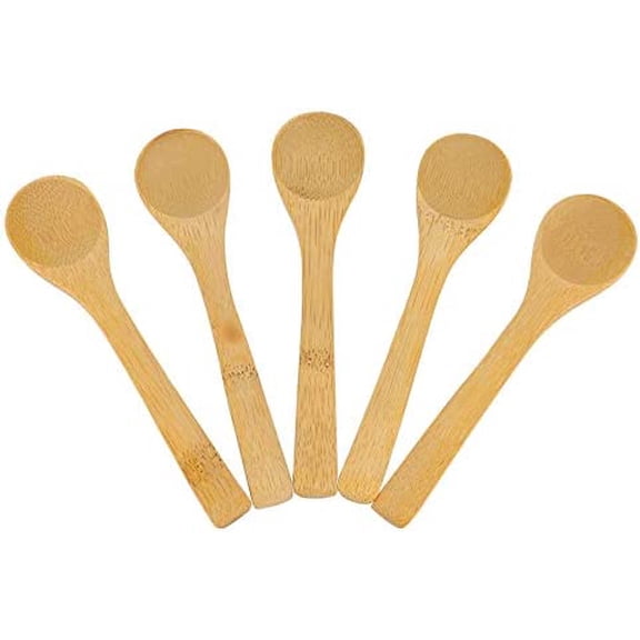 5Pcs Small Wooden Spoons, 5 inches Mini Wood Soup Salt Tasting Spoons Honey Teaspoons for Condiment Coffee Tea Sugar Jam$$Home Decor, Kitchen, & Other