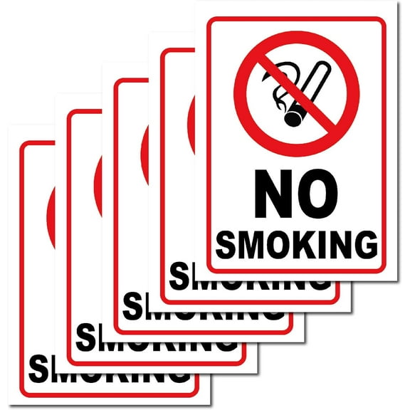 5Pcs No Smoking Symbol Warning Sign Stickers 10 x 7in Vinyl Decal Labels Adhesive Indoor Outdoor for Car Trucks Vehicles Public Business Elevator Restaurants Office Stores Mixed Color