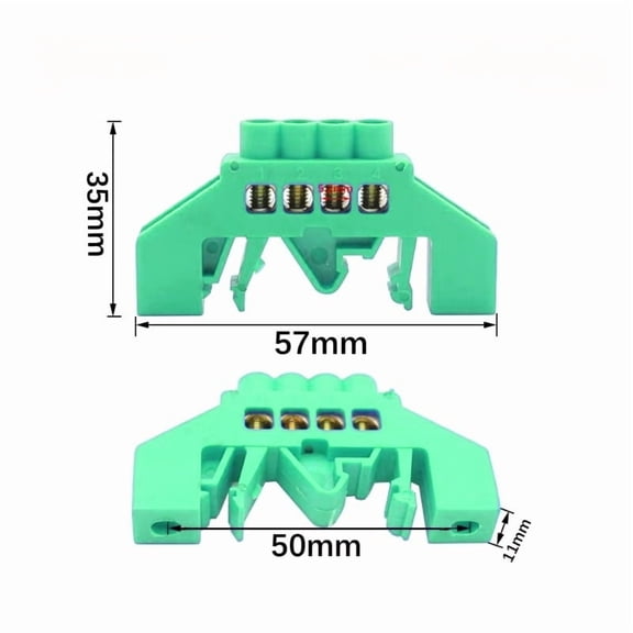5Pcs Snap-On Neutral Connectors, Copper Bus Bars (Sizes 4/6/8/10/12), DIY Copper Screw Terminals, and Plastic Housing Base.