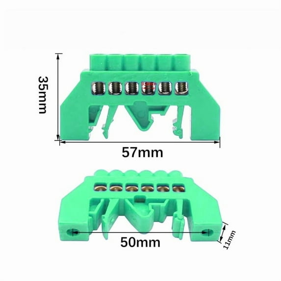 5Pcs Snap-On Neutral Connectors, Copper Bus Bars (Sizes 4/6/8/10/12), DIY Copper Screw Terminals, and Plastic Housing Base.