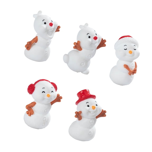 5Pcs Snowman Figurine Christmas Tree Ornament Weather Resistant Resin Snowman Statue For Tabletop Mantels Garden Display