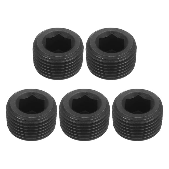 5Pcs Socket Pipe Plugs, PT 3/8"Carbon Steel Hex Thread Pipe Caps, Black