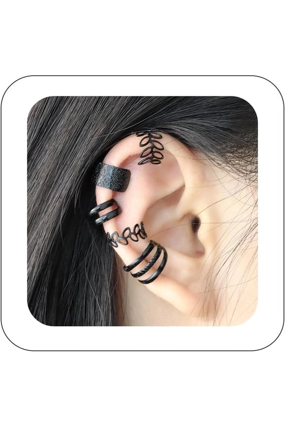 5Pcs Sparkling Ear Cuff Gold Non Pierced Ear Cartilage Clip On Wrap Hoop Exquisite Tiny Boho Beach Minimalist Adjustable Multi-Layered Fake Earrings For Women Jewelry[Z1]