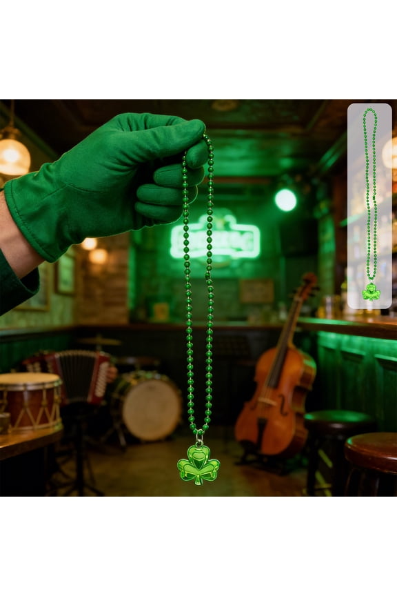 5Pcs St. Patrick'S Day Necklace! Xqxayjr St. Patrick's Day Necklace, Green Shamrock Festival Party Necklace, Plastic Bead Necklace For St. Patrick's Day Party, Irish Themed Accessories For Women Men,