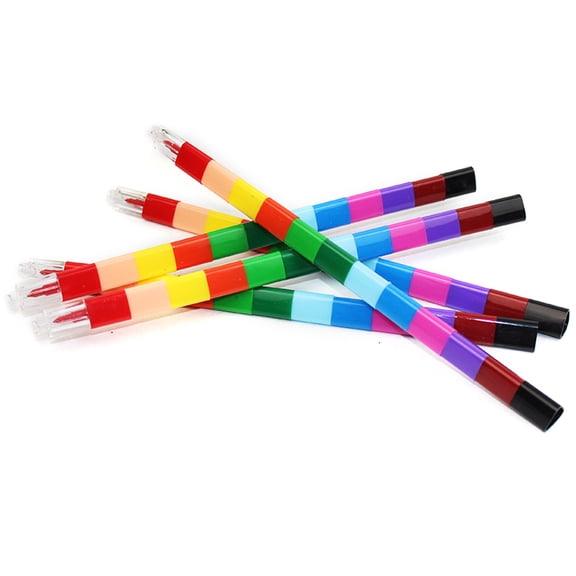 5Pcs Stacking Crayon, Buildable Crayon, Stackable Colorings Pencils, 12 in 1 Building Blocks Colorings Wax Crayon