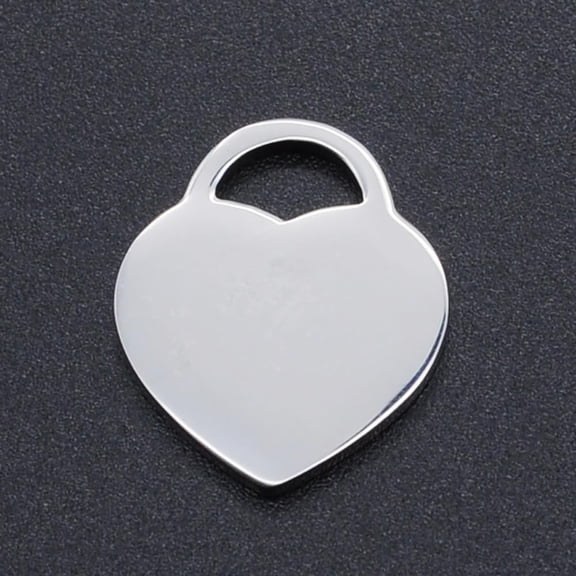 5Pcs Stainless Steel Flat Heart Blank Tag Pendants - Tiny Heart Blank Charm 19x16x1mm 7x4mm Hole Color for Jewelry Making