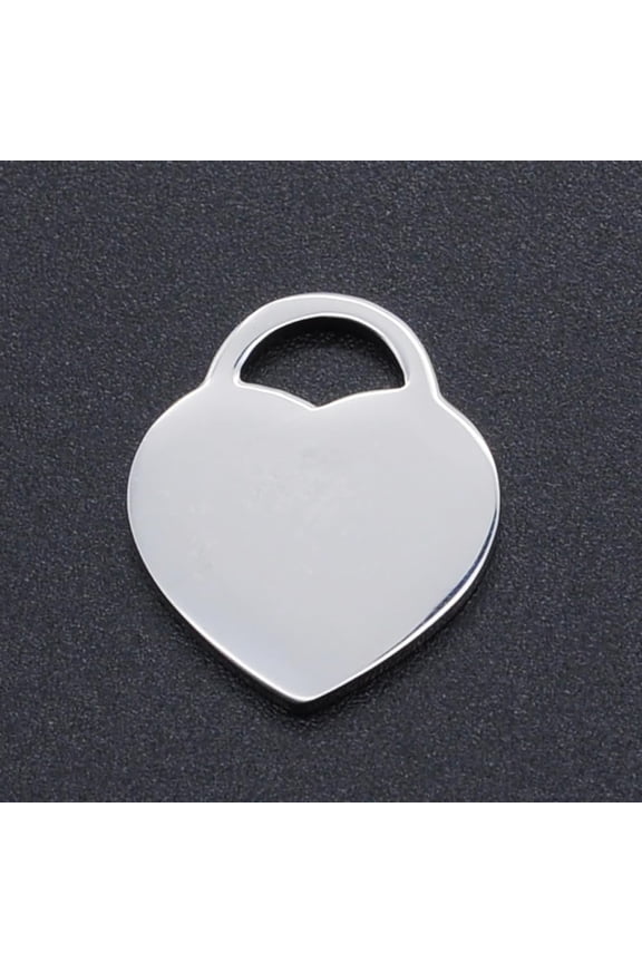 5Pcs Stainless Steel Flat Heart Blank Tag Pendants - Tiny Heart Blank Charm 19x16x1mm 7x4mm Hole Color