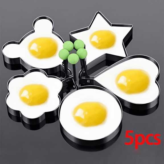 5Pcs Stainless Steel Fried Egg Mold Pancake Mould Omelette Mold Ring Cooking Fried Egg Bento Shaper Kitchen Gadget