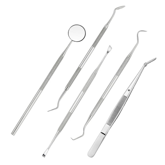 5Pcs Stainless Steel Hygiene Kit Tooth Scraper Probe Tweezers Tool,Tweezers