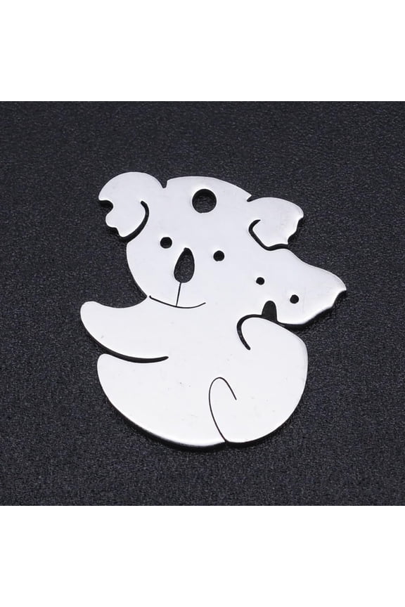 5Pcs Stainless Steel Koala Charms - 18x17x1mm Flat Hollow Sweet Koala Bear Charms Metal Pendants with 1.6mm Hole for Jewelry Making and Craft Projects Silver DIY